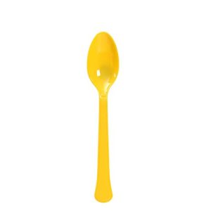 Premium Heavy Weight Plastic Spoons | Sunshine Yellow | Pack of 48 | Party Supply