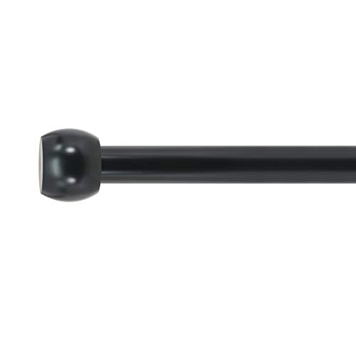 Decopolitan 1" Knob Curtain Rod Set, 18 to 36 Inches, Black