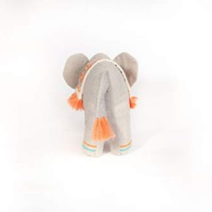 MON AMI Plush Indian Elephant Draped with an Ornate Tribal Blanket, Grey, Orange Blanket, 11", Fun Stuffed Toy for Boys & Girls, Soft & Huggable