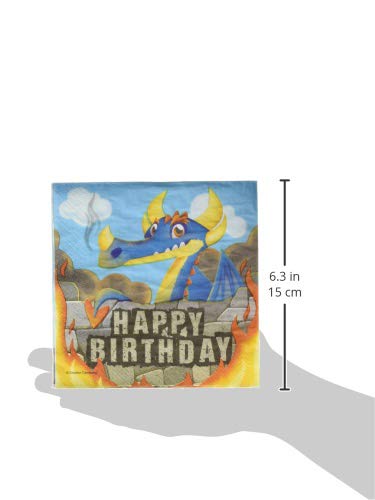 Creative Converting Dragon Happy Birthday Lunch Napkins Party Supplies, Multicolor