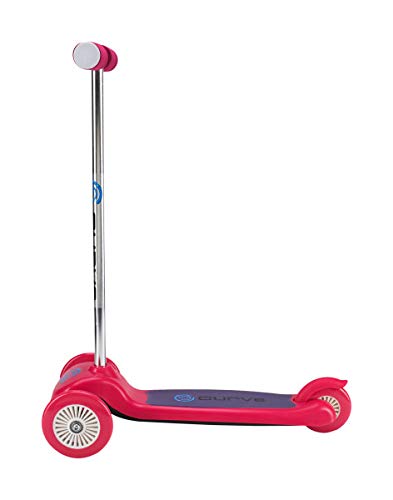 Curve ACTSCOT-487CV-PNK Tilt And Turn 3-Wheel Scooter, Easy Fold-N-Carry Design, Ultra-Lightweight, Portable Folding Design Comfortable & Safe Durable & Easy To Ride, Pink