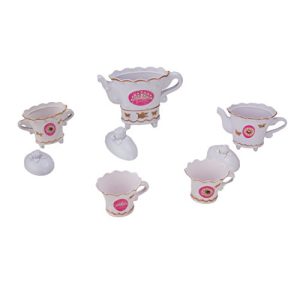 Blue Block Factory Little Princess Cute Vintage Style Ornate Tea Set for Kids Ages 3+ Playset, White