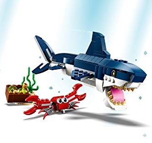 LEGO Creator 3in1 Deep Sea Creatures 31088 Make a Shark, Squid, Angler Fish, and Crab with this Sea Animal Toy Building Kit (230 Pieces)