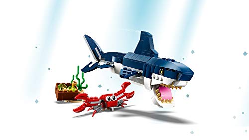 LEGO Creator 3in1 Deep Sea Creatures 31088 Make a Shark, Squid, Angler Fish, and Crab with this Sea Animal Toy Building Kit (230 Pieces)