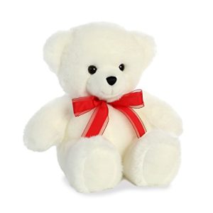 Aurora World Off White Love Bear Plush Animal, Multicolor, 11.5"