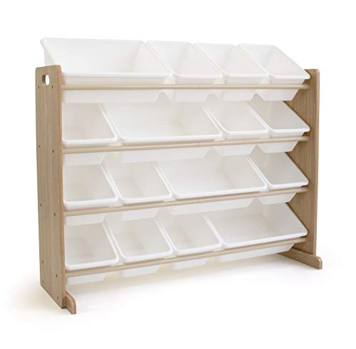 Tot Tutors Super-Sized Toy Storage Organizer w/ 16 Bin, Universal, Natural/White