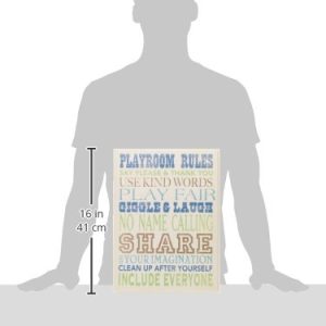 Stupell Home Décor Playroom Rules Typography in Blues, Green and Brown Canvas Wall Art, 16 x 20, Multi-Color