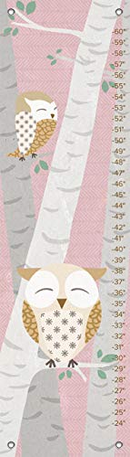 Oopsy Daisy Birchwood Owl Growth Chart, Pink, 12" x 42"