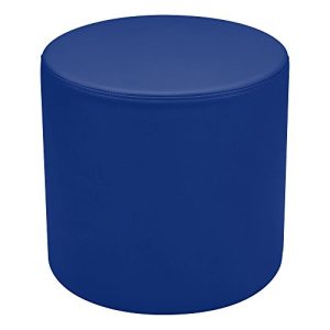 Shapes Structured Vinyl Soft Seating with Durable Frame- Round Cylinder Stool 18"H- Blue
