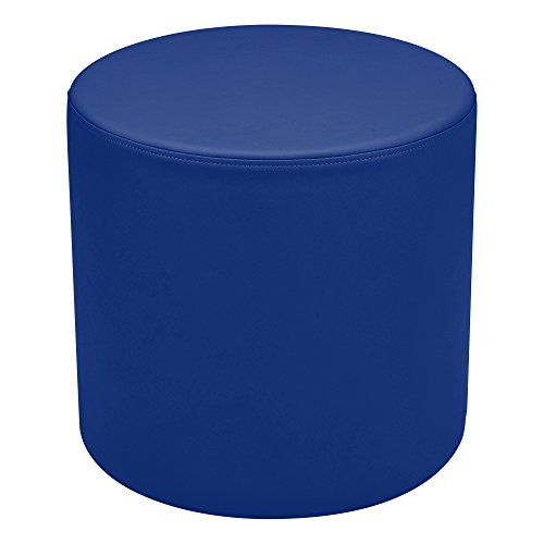Shapes Structured Vinyl Soft Seating with Durable Frame- Round Cylinder Stool 18"H- Blue