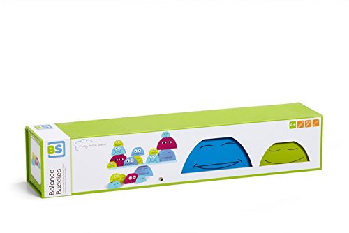 BuitenSpeel Toys GA194 Buddies Wooden Balancing and Stacking Game, Blue/Green/Purple