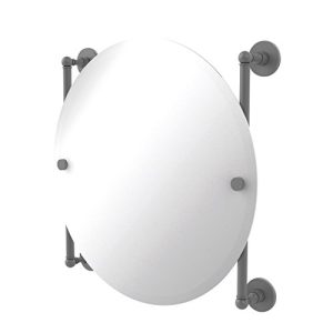 Allied Brass Prestige Skyline Collection Round Frameless Rail Mounted Wall Mirror, Matte Gray