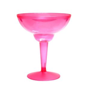 Party Essentials Hard Plastic Two Piece 12-Ounce Margarita Glasses, Neon Pink, 10 Count