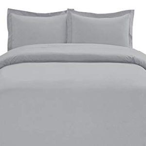 Tektrum 3 Piece 3pc Duvet Cover Set with Button Enclosure - 1800 Supreme Collection Super Soft Hotel Luxury Top Quality Durable 100 GSM Brushed Microfiber, Wrinkle & Fade Resistant - Grey, Queen Size