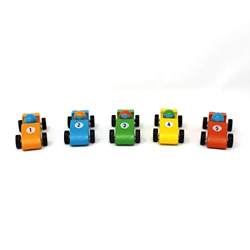 Jack Rabbit Creations, Inc. Pull Back Race Cars - Set of 5 - Orange, Red, Green, Blue Yellow