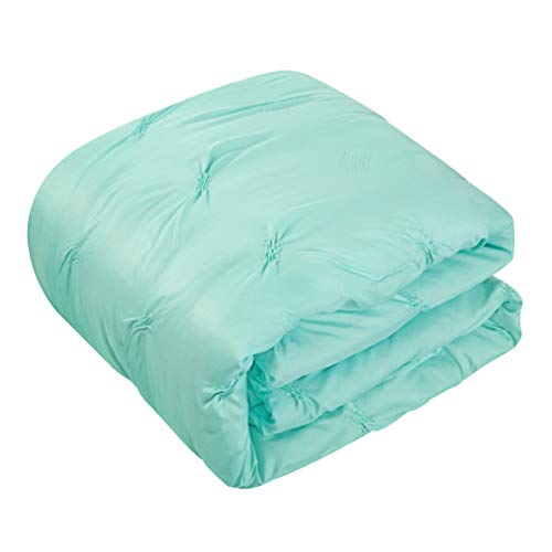 Heritage Club Ultra Soft – Sierra – Hypoallergenic – for Boys and Girls – All Season Breathable 2 Piece Kids and Teen Solid Pintuck Comforter Set – Twin XL – Alternative Microfiber, Mint