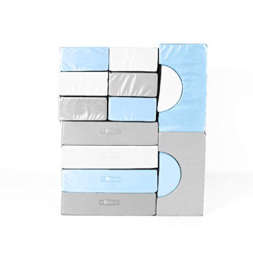 Foamnasium Block Party, 14 Piece Set, Baby Blue/Gull Gray/White