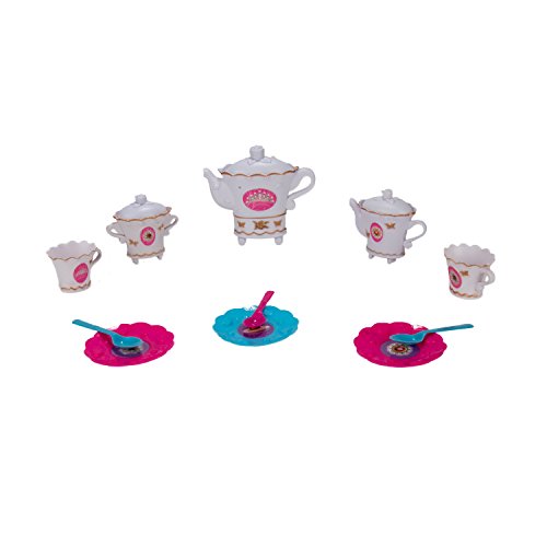 Blue Block Factory Little Princess Cute Vintage Style Ornate Tea Set for Kids Ages 3+ Playset, White