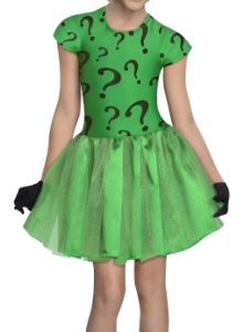 DC Super Villain Collection Riddler Girl's Costume with Tutu Dress, Medium