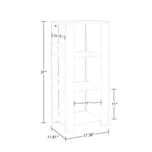 RiverRidge Home Book Nook Collection Kids Cubby Bookshelves with 2pc Storage Tower, White with Red Bins