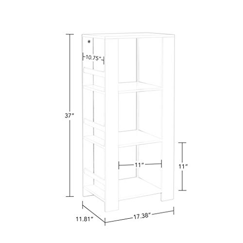 RiverRidge Home Book Nook Collection Kids Cubby Bookshelves with 2pc Storage Tower, White with Red Bins