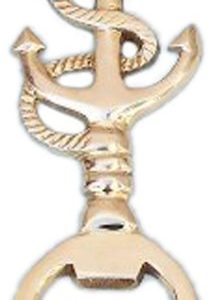 Hampton Nautical Solid Brass Anchor With Rope Bottle Opener, 5", Brass