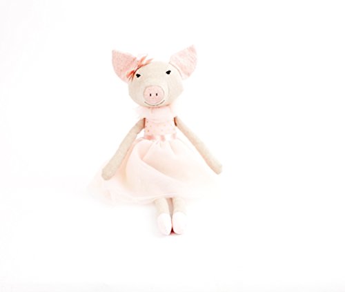 Mon AMI Pink Piglet Ballerina Designer Plush Doll, Exquisite Craftmanship, Premium Quality, Cuddling, Collecting & Playing Toy, Baby or Toddler Gift 18", Multicolor
