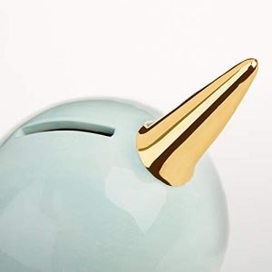 Baby Aspen Narwhal Porcelain Piggy Bank, Green, One Size