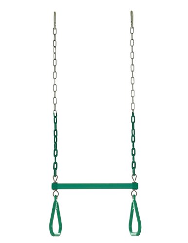 Swingan - Trapeze Swing bar - Vinyl Coated Chain - Fully Assembled - Green