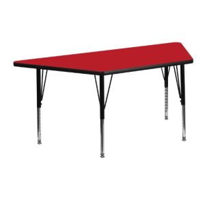 Flash Furniture 25''W x 45''L Trapezoid Red HP Laminate Activity Table - Height Adjustable Short Legs
