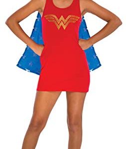 Rubie's DC Comics Justice League Superhero Style Teen Dress with Cape Rhinestone Wonder Woman, Red, Small Costume