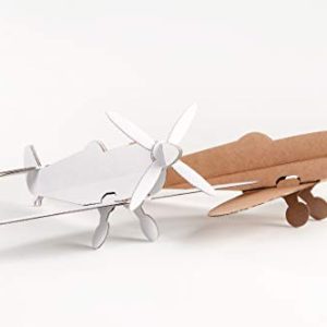 Leolandia Two Spitfires Creative DIY Cardboard Airplane Model, White