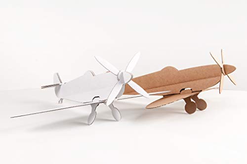 Leolandia Two Spitfires Creative DIY Cardboard Airplane Model, White