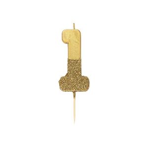 Talking Tables Number 1 Birthday Candle Cake Topper, Height 8cm, 3", Gold