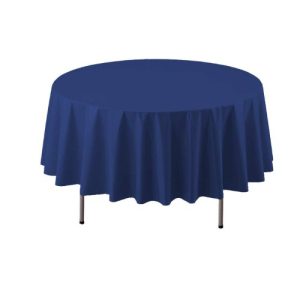 Party Essentials ValuMost Round Plastic Table Cover Available in 16 Colors, 84", Navy Blue