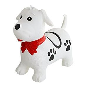 Black & White Dog Bounce & Ride-on Inflatable Hopper Toddler Toy with Pump