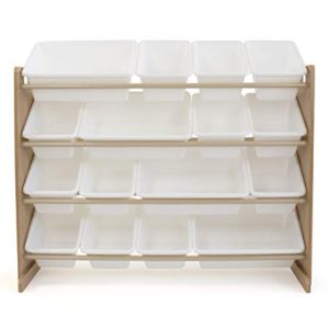 Tot Tutors Super-Sized Toy Storage Organizer w/ 16 Bin, Universal, Natural/White