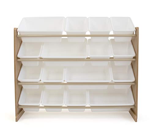Tot Tutors Super-Sized Toy Storage Organizer w/ 16 Bin, Universal, Natural/White