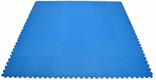 36 Pieces Non-Toxic Waterproof Foam Wonder Mats: Non-Recycled Quality & Extra Thick 12" X 12" X ~9/16" (BLU)