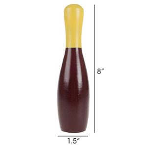 Hey! Play! 80-ESLB90 Lawn Bowling Game-English Skittles Set-Indoor Outdoor Fun for Toddlers, Kids, Adults –10 Wooden Pins, 3 Balls, & Mesh Bag, 9"