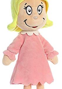 Aurora World Aurora Dr. Seuss Cindy Lou Who 12", Grinch 18", and his Dog Max 4" Clip On Special Set of 3 Plush Toys, Green, Red, Brown, Yellow