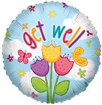 Conver USA 19083-18SP Get Well 3 Tulips Packed Balloon, 18", Multicolor