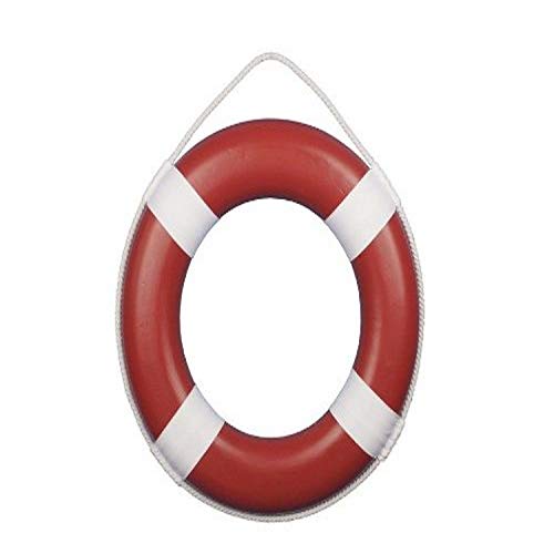 Hampton Nautical Red Painted Lifering with White Bands, 20"