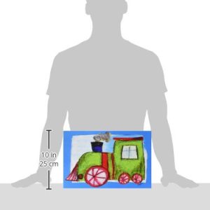 The Kids Room by Stupell Green Train with Blue Border Rectangle Wall Plaque