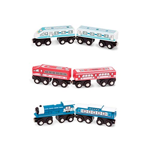 Battat – Wooden Passenger Trains – Classic & Compatible Wooden Toy Train Car Accessories for Kids & Collectors Aged 3 Years Old & Up (6Pc)