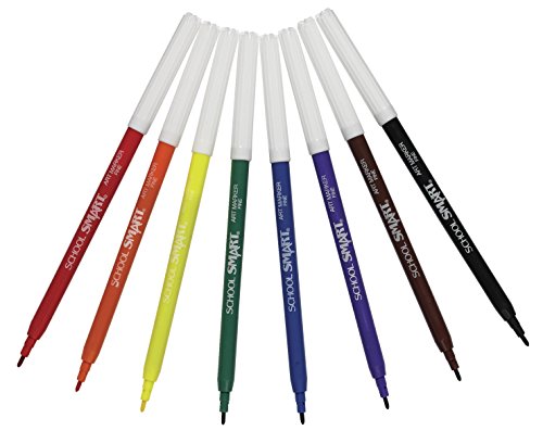 School Smart Conical and Fineline Watercolor Combo Marker Pack - Pack of 192-12 Each of 8 Assorted Colors - 086417