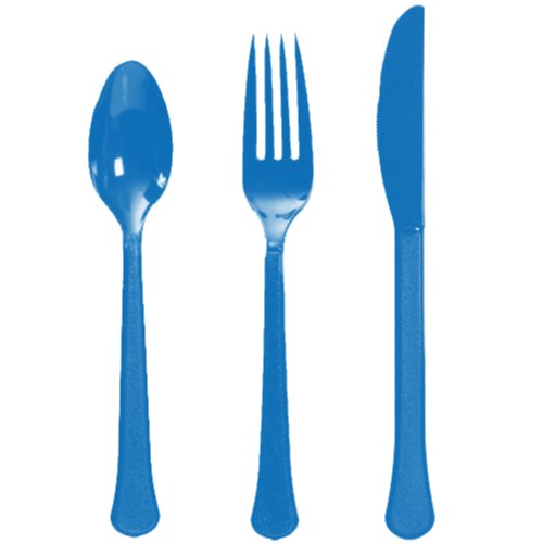 Premium Heavy Weight Assorted Cutlery | Marine Blue | Pack of 24 | Party Supply