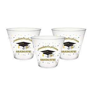 Party Essentials 20Count Printed Hard Plastic 9 Oz Tumbler Party Cups, Graduation