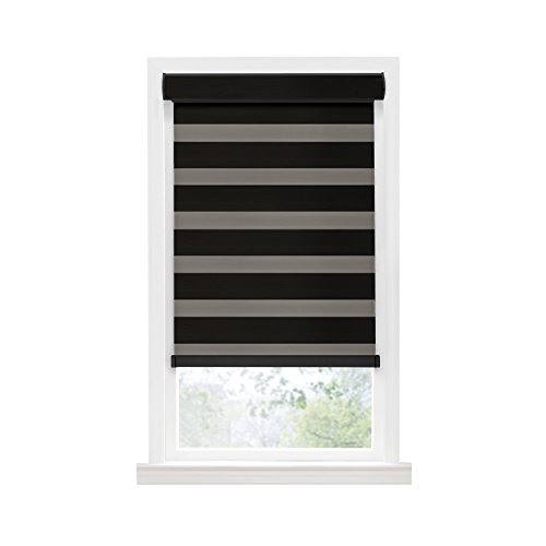 Achim Home Furnishings Cordless Celestial Room Darkening Double Layered Shade 39" x 72", Black