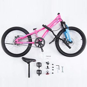 Royalbaby Boys Girls Kids Bike Explorer 20 Inch Bicycle for 7-12 Years Old Front Suspension Aluminum Child's Cycle with Disc Brakes Blue Pink